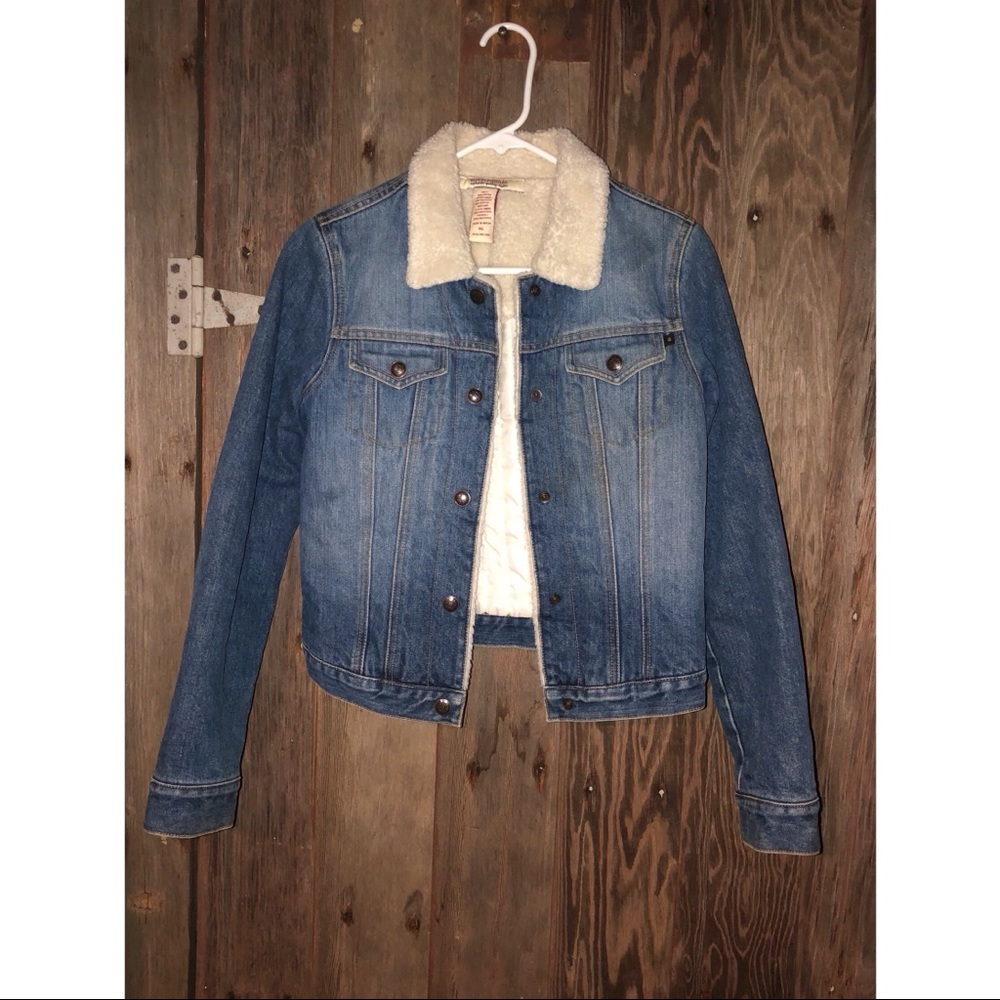Fisherman Core Abercrombie Denim and Sherpa Jacket Denim Sherpa J…